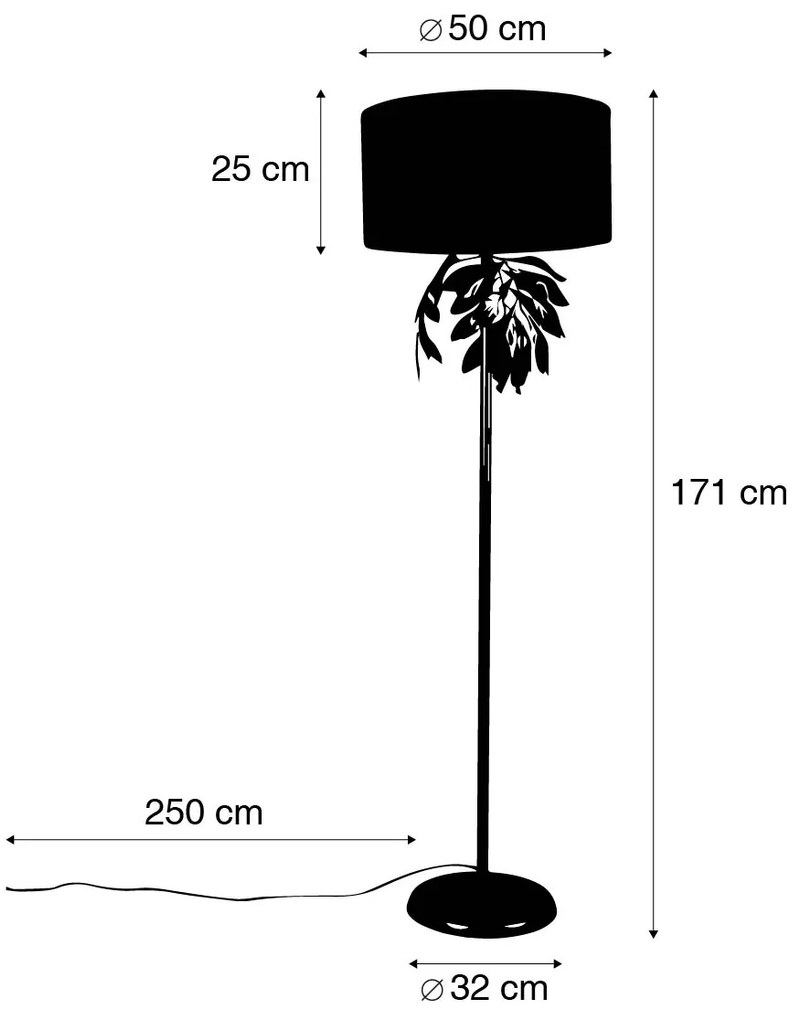 Vintage vloerlamp antiek goud met kap groen - Linden