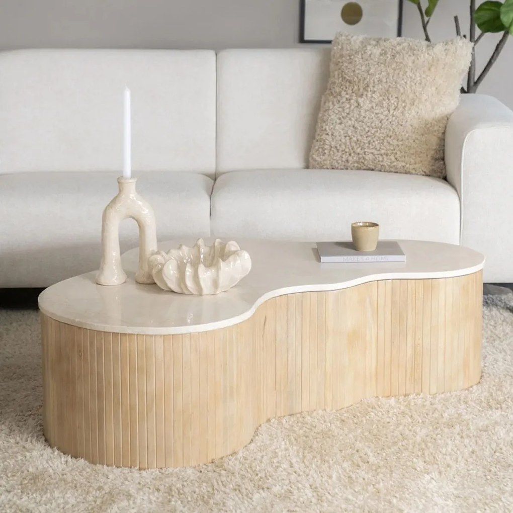 Eleonora Kira Grote Salontafel Organisch Marmer - 129 X 84cm.