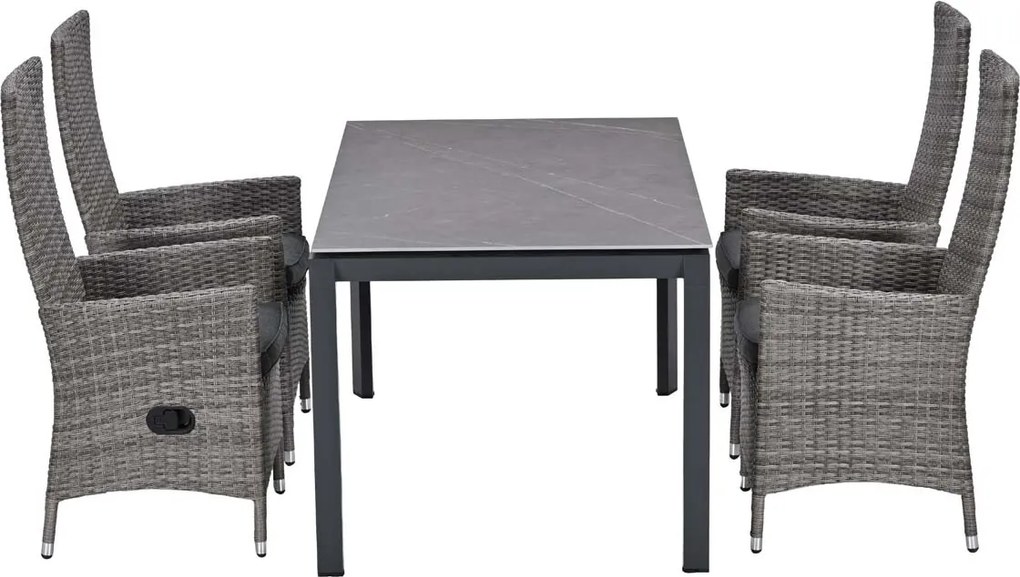 Garden Impressions Nice tuinset 5-delig - Skala tuintafel 160x90 cm