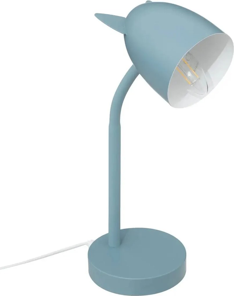 Atmosphera Kinderkamer Tafellamp– Met Oortjes – Blauw Metaal – 18x12,5x31 cm – Bureaulamp – E14 Fitting