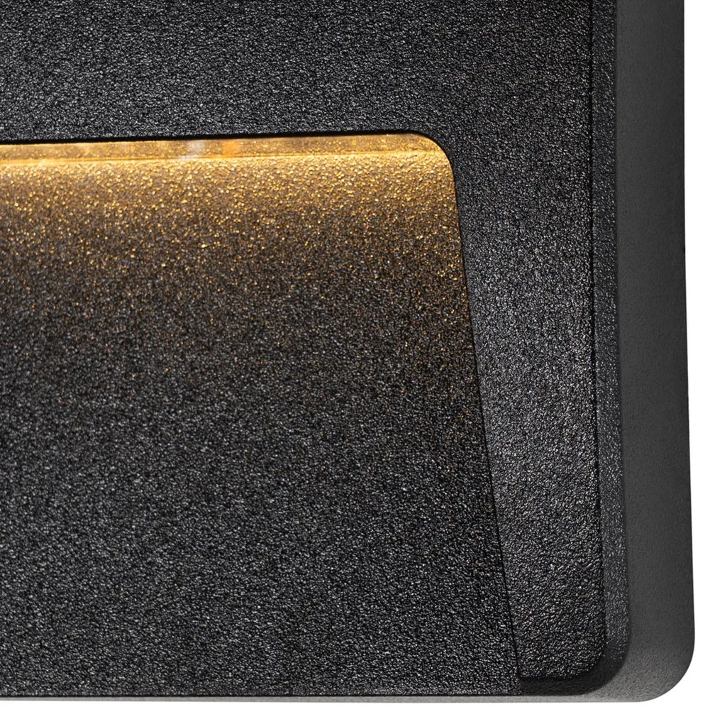 Set van 2 buiten wandlampen zwart vierkant incl. LED IP65 - Gem