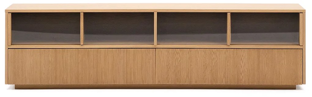 Kave Home Helvine Tv-meubel Eiken Met Glazen Schuifdeuren - 200x40x54cm.