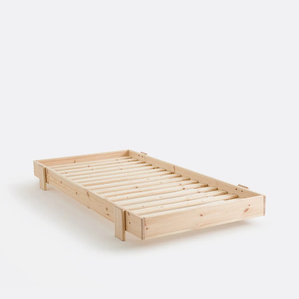 Bed met boxspring, stapelbaar, massief grenen, PYLA