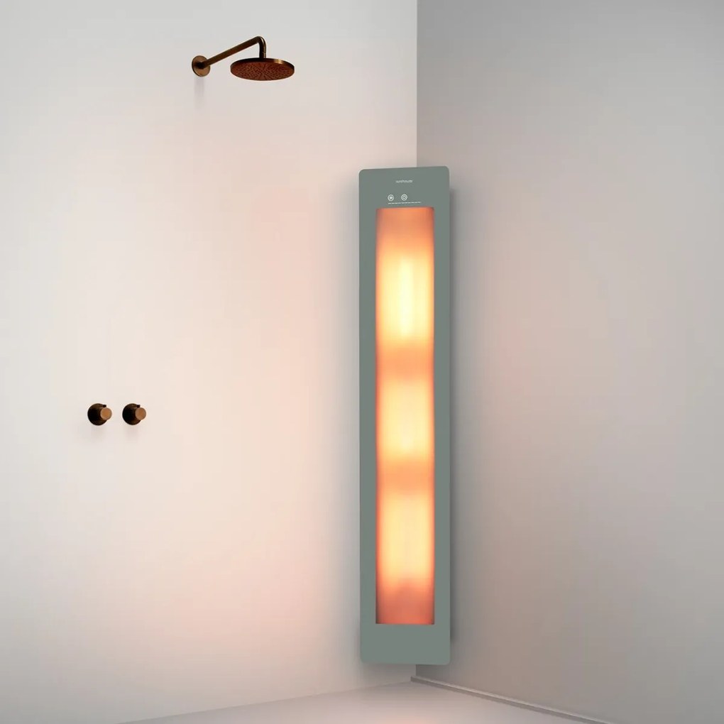 Sunshower Round Plus Large Organic Grey infraroodlamp en UV 33x185x10cm hoekopbouw