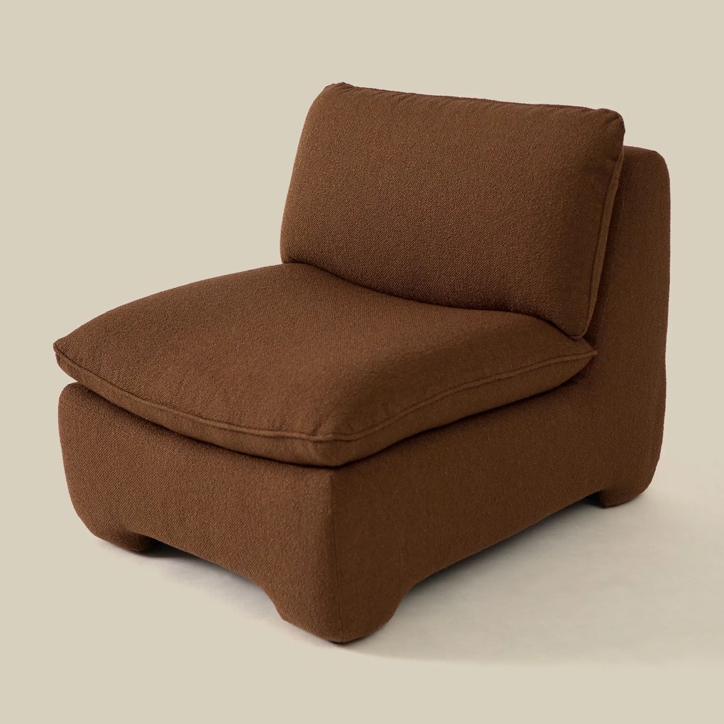 Retro Fauteuil Bruin Boucle Stof