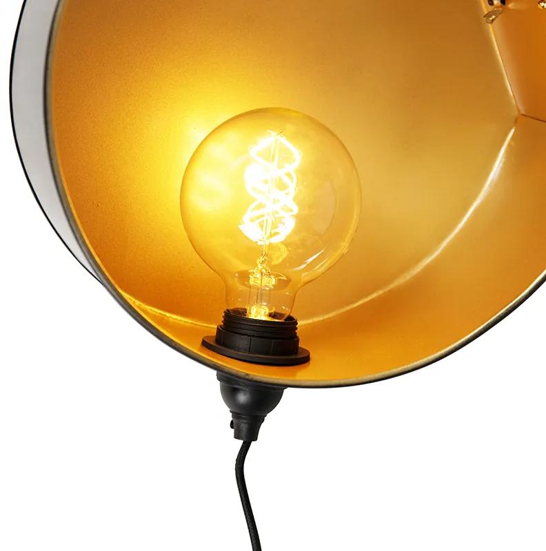 Industriële wandlamp zwart met goud rond - Comb Industriele / Industrie / Industrial E27 Binnenverlichting Lamp