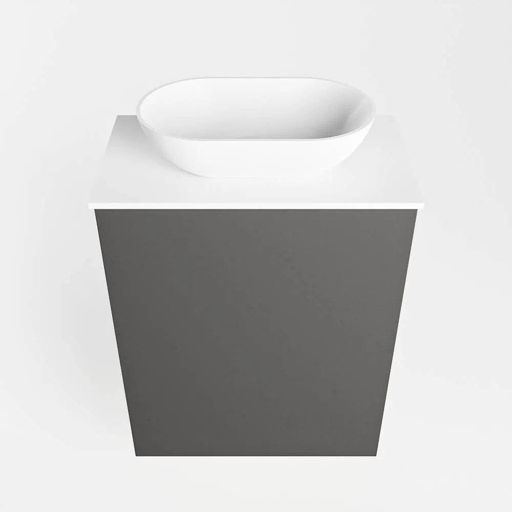 Mondiaz Fowy toiletmeubel 40cm dark grey met witte waskom midden zonder kraangat