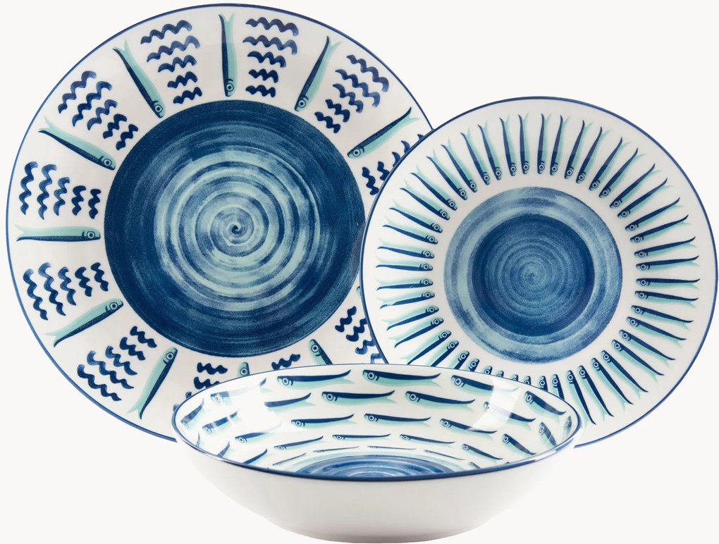 Porseleinen serviesset Mediterraneo, 6 personen, 18-delig