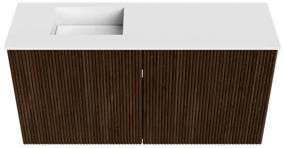 Mondiaz Joya 80cm toiletmeubel walnut met wastafel faye links zonder kraangat talc