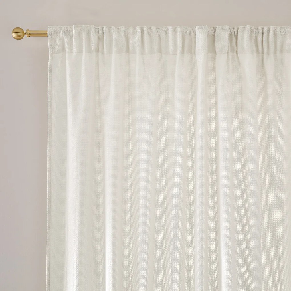 Filterend gordijn, gevlochten effect, met gerimpelde bies en golf, Montego