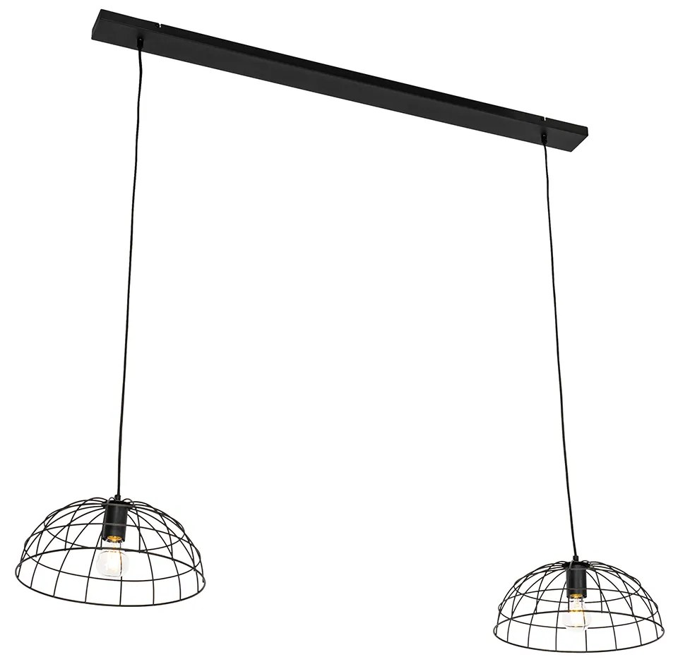 Industriële hanglamp zwart 2-lichts - Hanze