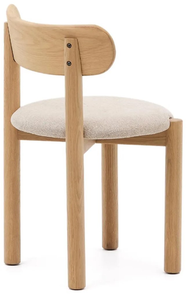 Kave Home Nebai Eiken Eetkamerstoel Met Beige Stof