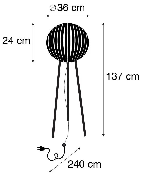 Moderne vloerlamp tripod zwart - Zoë Modern E27 rond Binnenverlichting Lamp