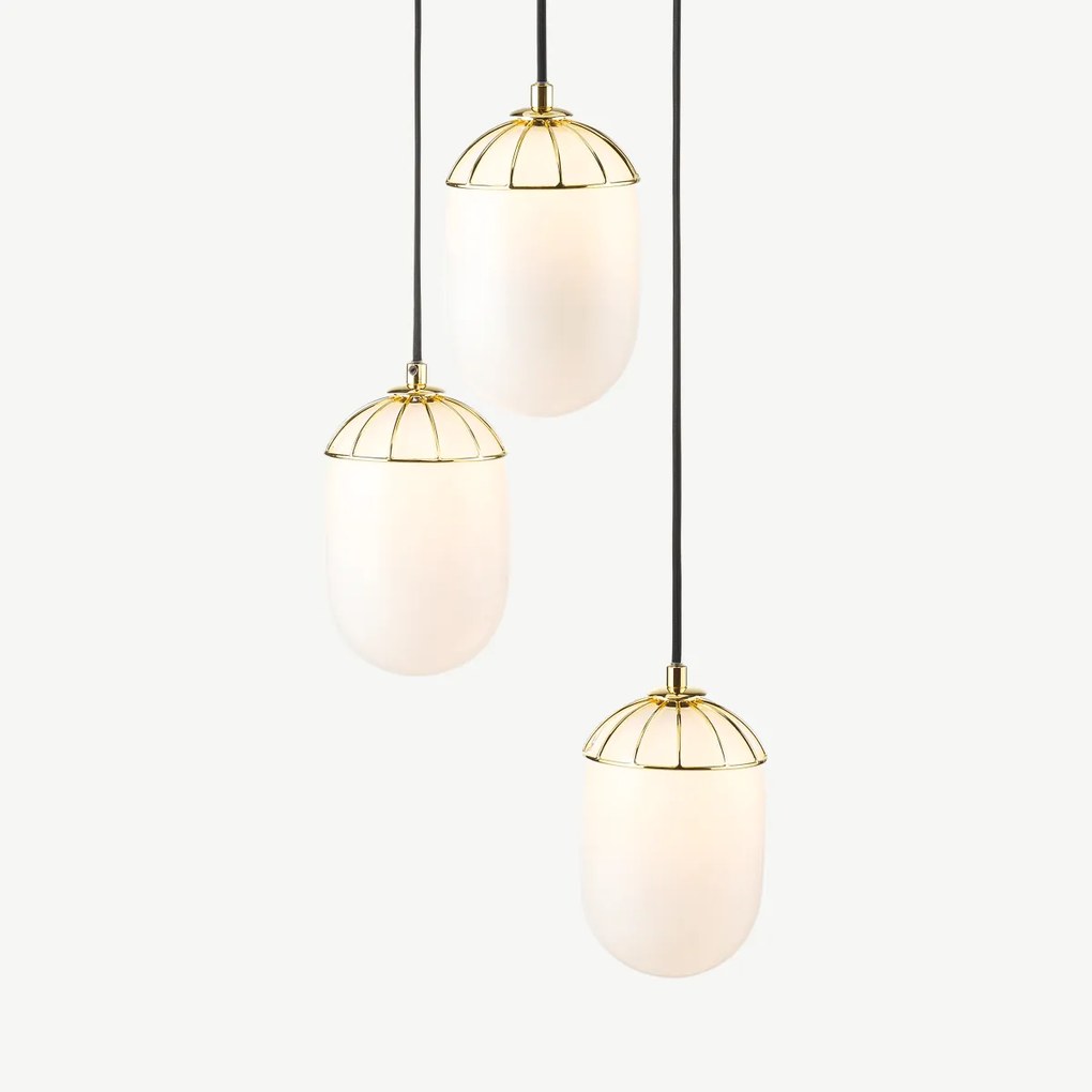 Carole clusterlamp, wit en messing