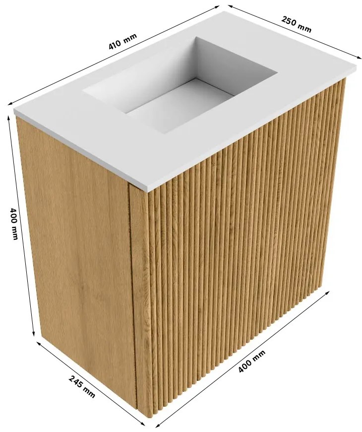 Mondiaz Joya DLux 40cm toiletmeubel oak met wastafel faye midden zonder kraangat meli