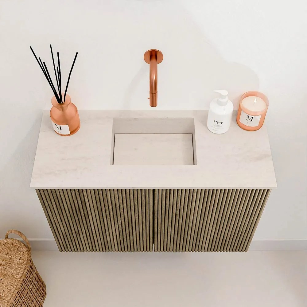 Mondiaz Joya DLux 60cm toiletmeubel dusk met wastafel faye midden zonder kraangat meli