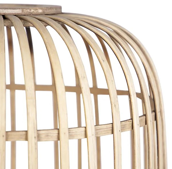 Landelijke vloerlamp zwart met rotan - Manila