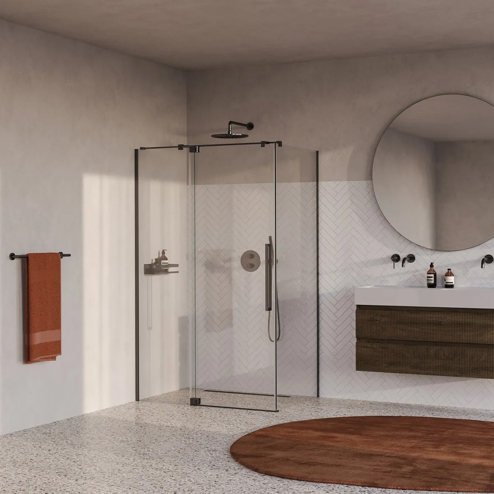 Brauer Stellar douchecabine met draaideur 120x100cm gunmetal geborsteld PVD