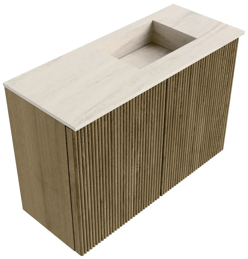 Mondiaz Joya DLux 60cm toiletmeubel dusk met wastafel faye rechts zonder kraangat meli