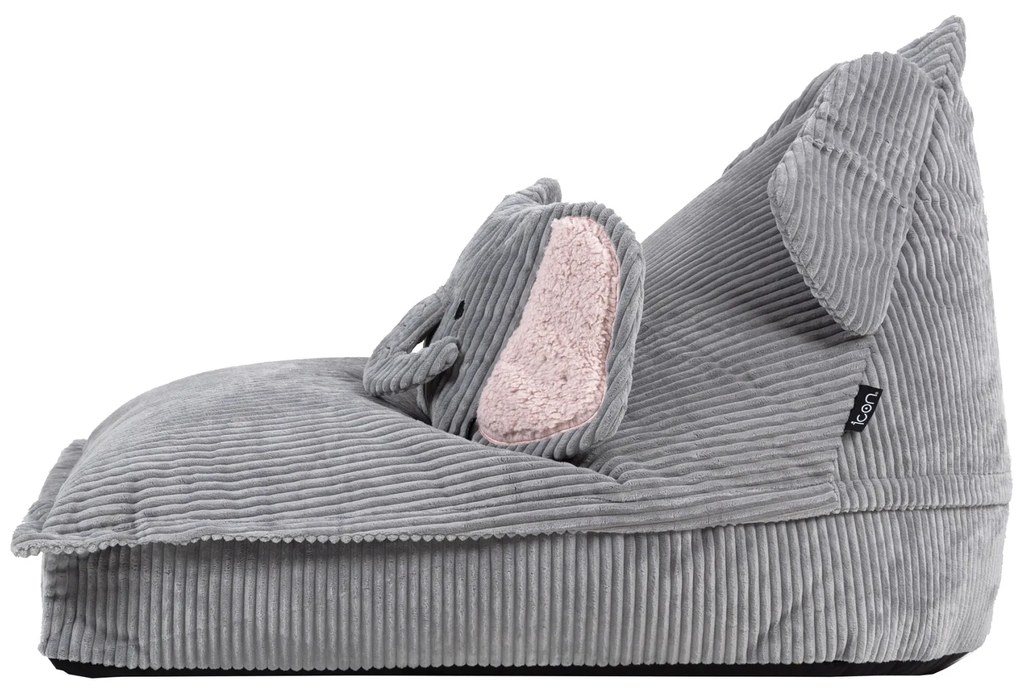 Kinder Zitzak Olifant Lounger & Kussen Set - Grijs