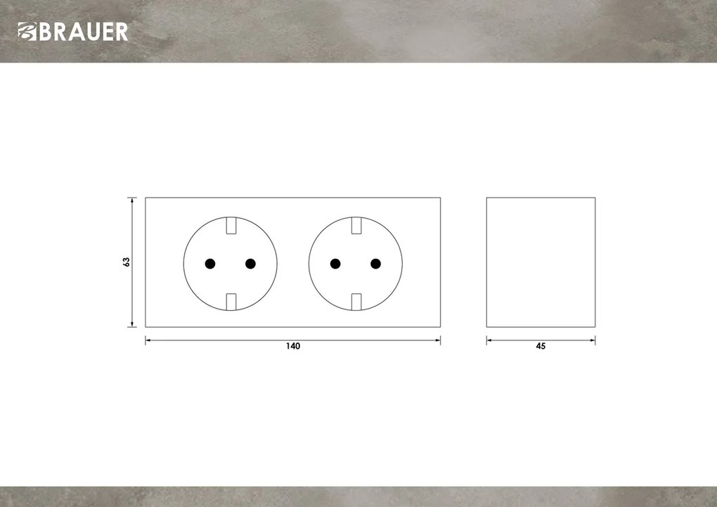 Brauer stekkerdoos met 2 stopcontacten