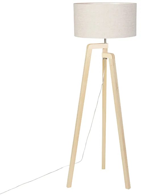 Vloerlamp tripod hout met peper kap 50 cm - Puros