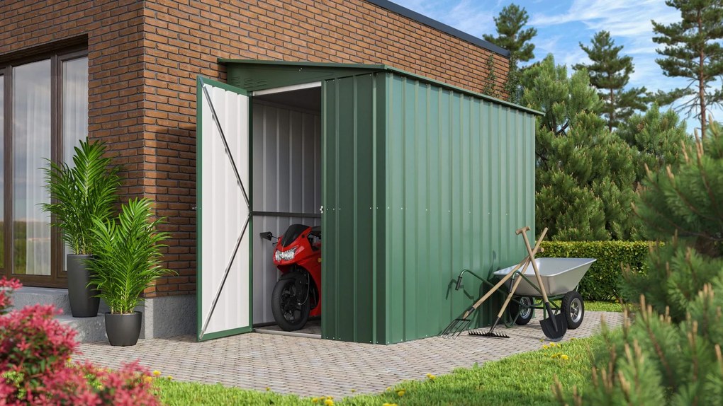 Vitavia Aanbouw -tuinberging LeanTo 58 H178 - jade groen - Tuinberging metaal - L144 x 234 x 203 cm