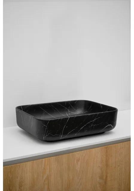 Riho Marmic Rectangle Waskom 50x39x13cm Keramiek Rechthoek marmer mat zwart W031006M01