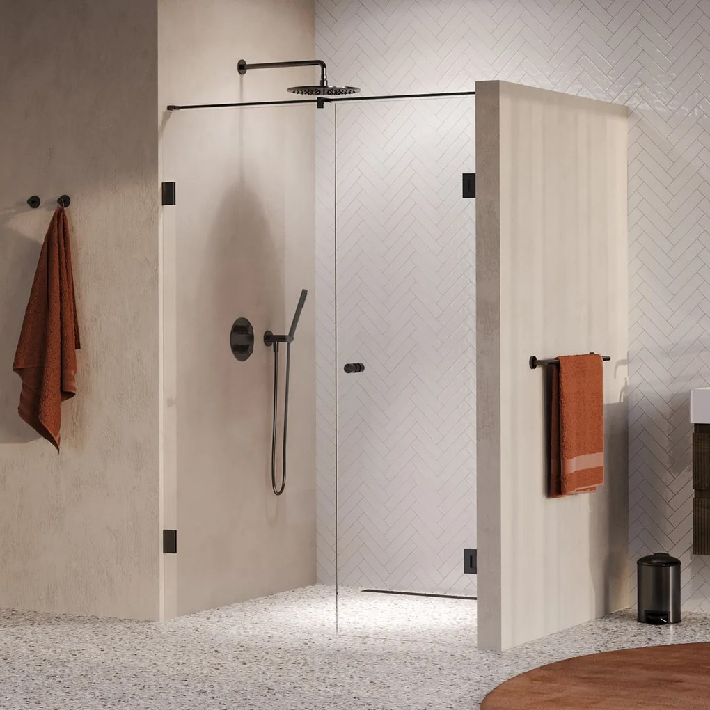 Brauer Void Carving profielloze nisdeur 140cm met draaideur 70cm aan muur gunmetal geborsteld PVD