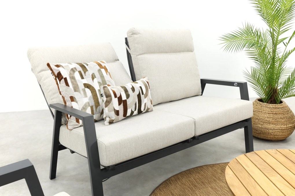 Lagos/Mindo stoel-bank loungeset 5-delig verstelbaar - Antraciet