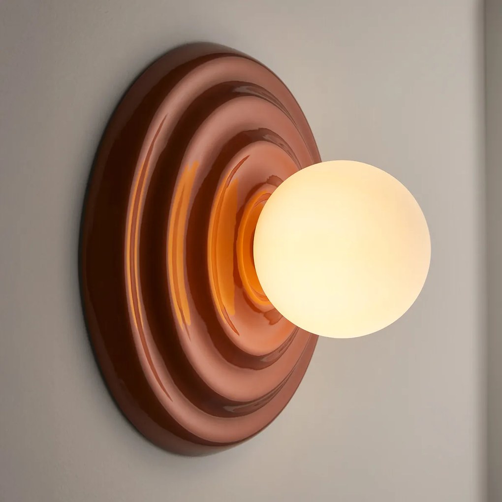 Wand- of plafondlamp, keramiek en opaline glas, diameter 24,5 cm, HOLI