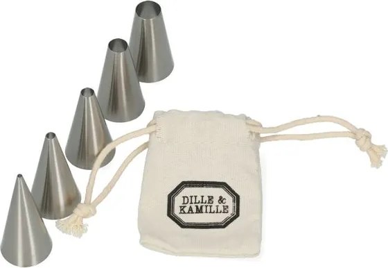 Ronde spuitmondjes, rvs, set van 5