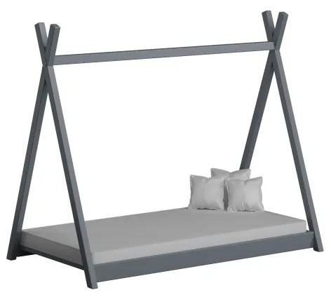 Peuter Grijs Eenpersoons hemelbed - Titus Tipi-stijl voor kinderen Kinderen Peuter Junior 5056231719308 Children's Beds Home, 140x70, Matras van schui
