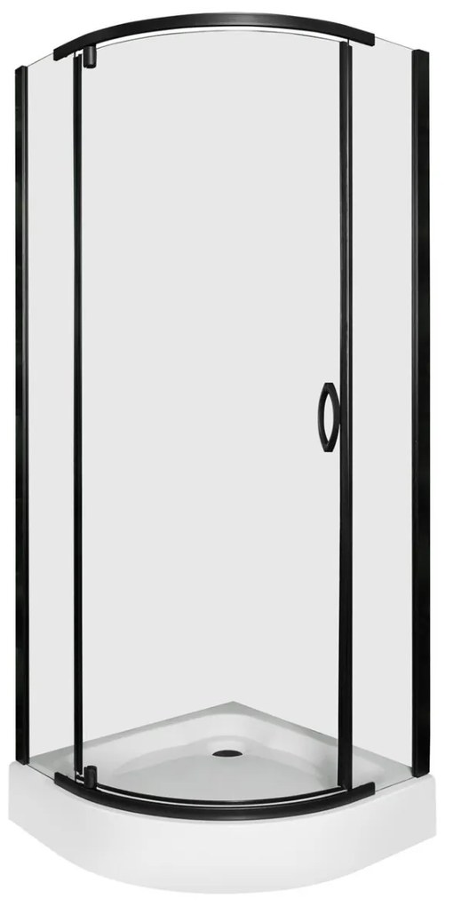 Kerra Splash douchecabine 79x79cm kwartrond inclusief douchebak zwart mat