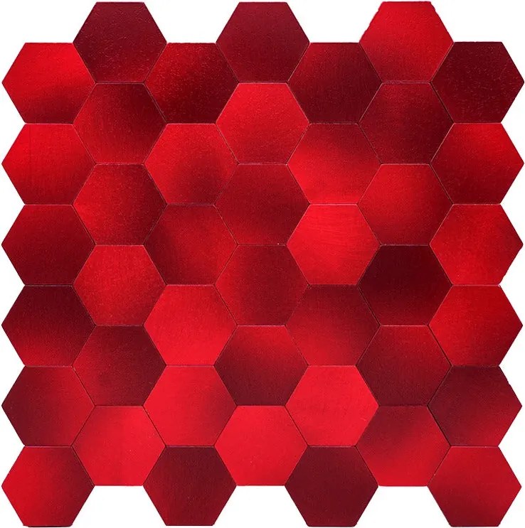 Zelfklevende Mozaïektegels Metaal | Hexagon Rood | 28,8×29,2 cm | Keuken, Bad & WC