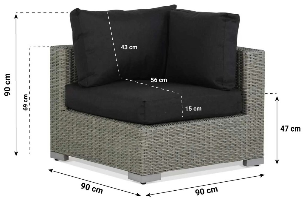Dining Loungeset 4 personen Wicker Zwart Garden Collections Toronto/Lusso