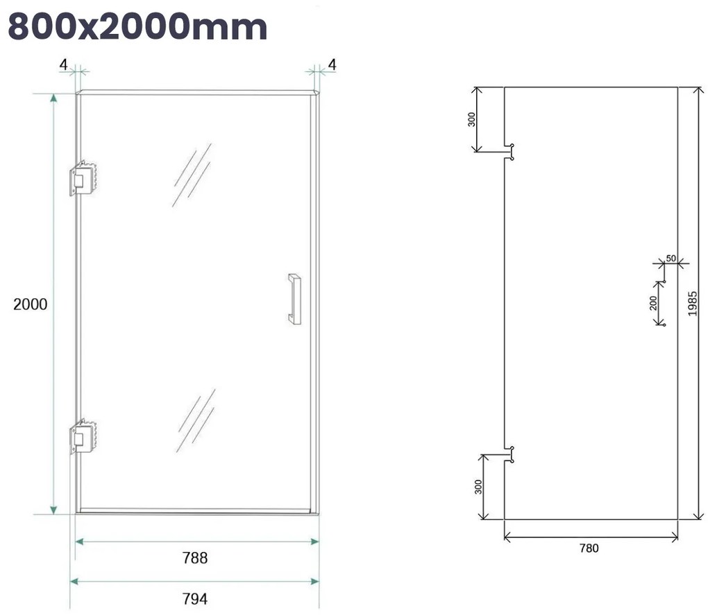 Saniclear Modern Brass douchecabine 100x80 met 80cm deur geborsteld messing