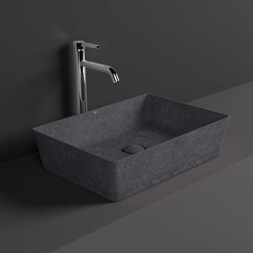 Rak Skin rechthoekige waskom 50x36cm antraciet beton