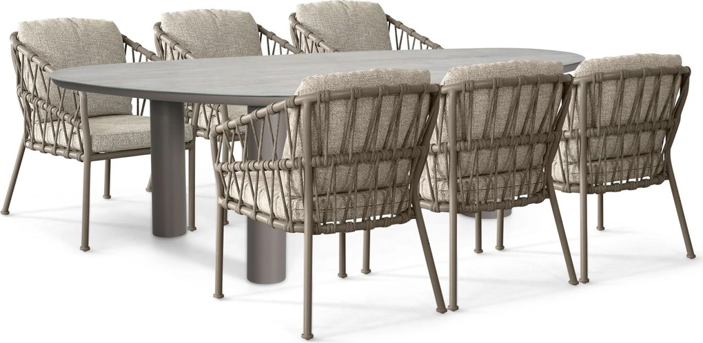 Tuinset 6 personen 240 cm Rope Taupe Santika Furniture Santika