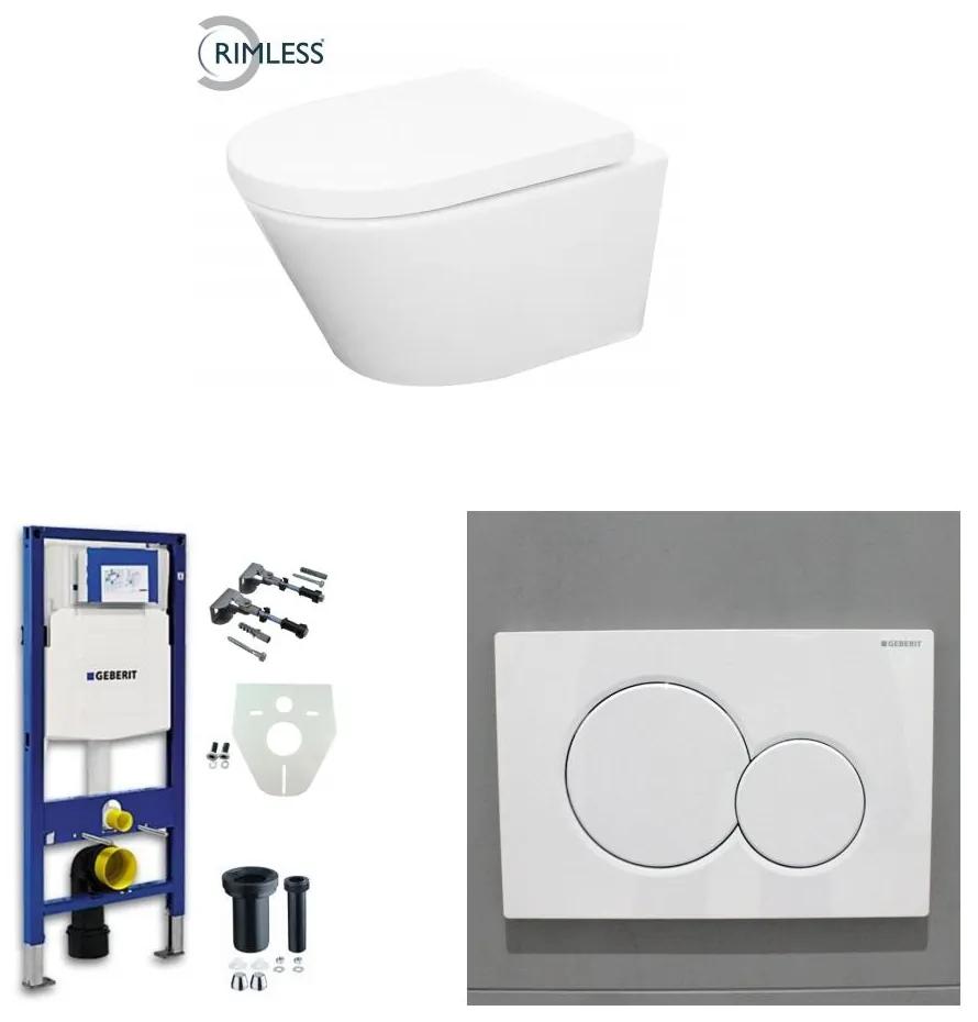 Vesta toiletset Rimless - met standaard zitting - met Geberit UP320 reservoir/bedieningsplaat glans-wit