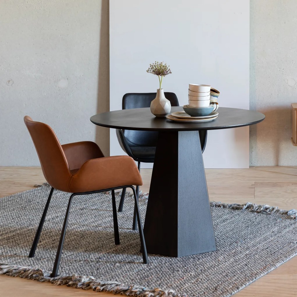 Zuiver Pilar Black Ronde Design Eettafel Zwart - 100 X 100cm.