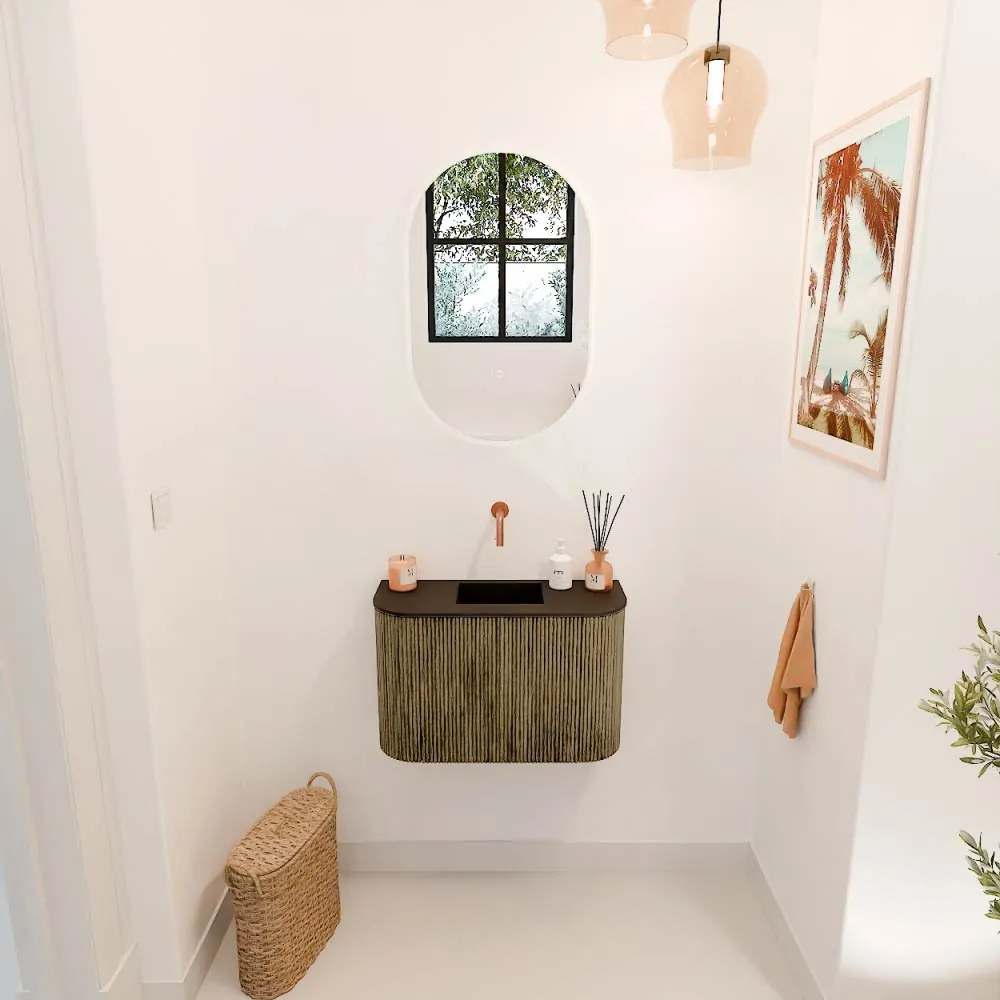 Mondiaz Joya 65cm toiletmeubel ronding links/rechts dusk met wastafel faye midden zonder kraangat urban