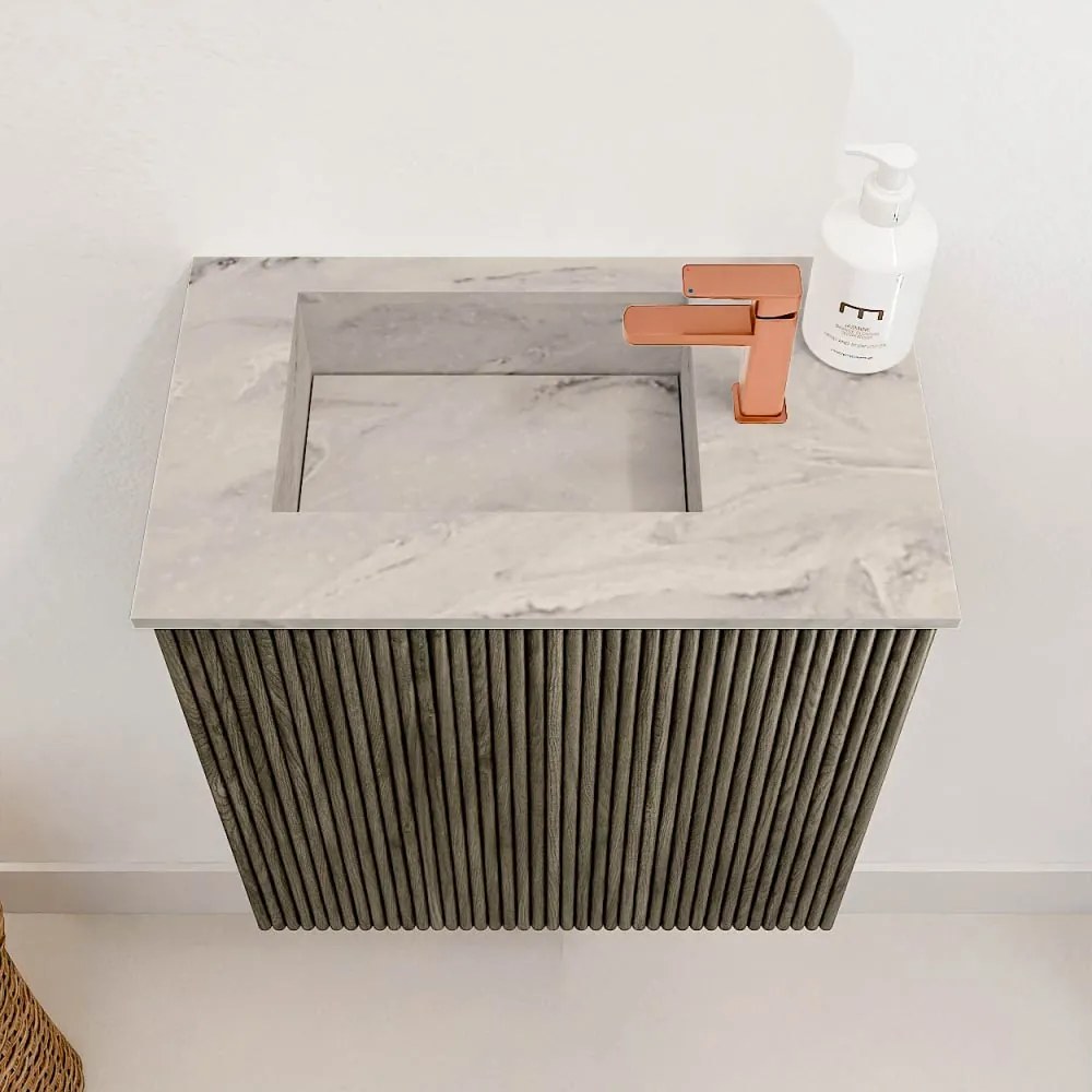Mondiaz Joya DLux 40cm toiletmeubel shadow met wastafel faye links 1 kraangat glace