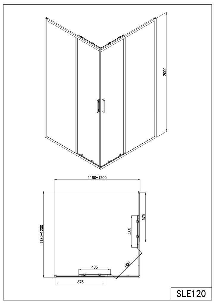 Badstuber Onda douchecabine 120x120cm chroom