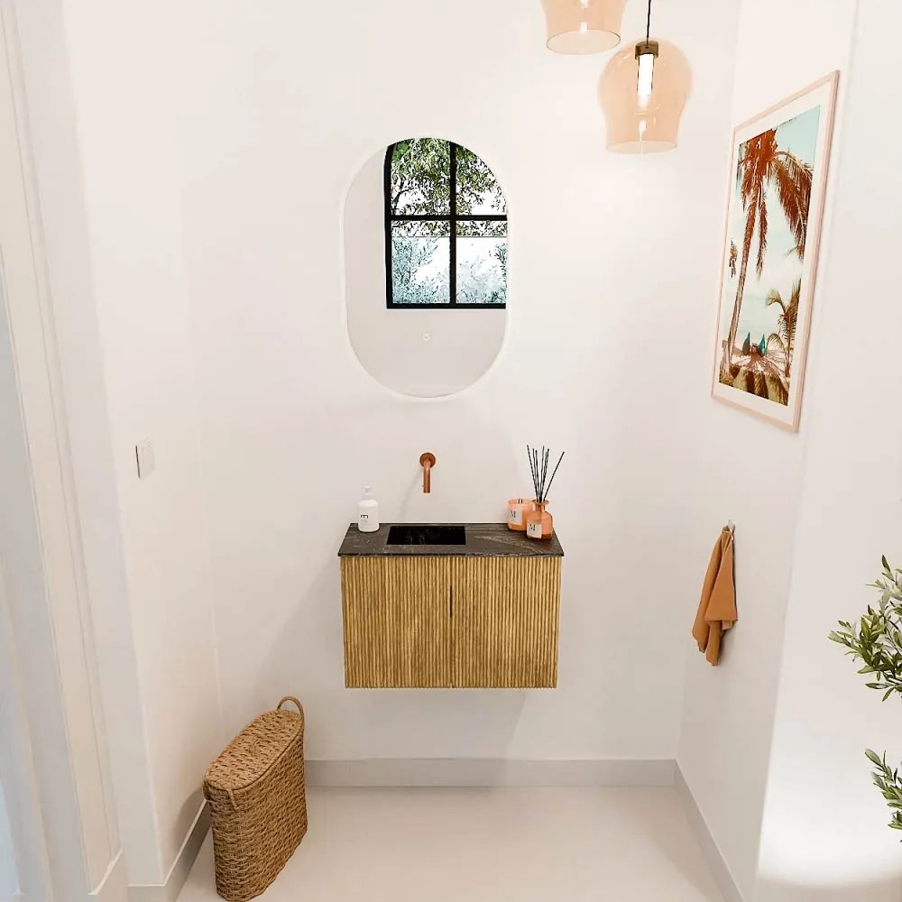 Mondiaz Joya DLux 60cm toiletmeubel oak met wastafel faye links zonder kraangat lava