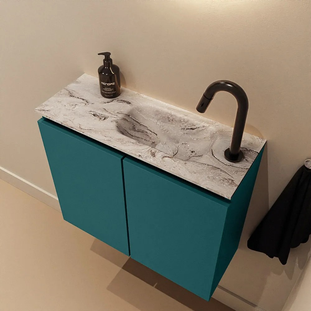 Mondiaz Ture DLux toiletmeubel 60cm smag met wastafel glace rechts met kraangat