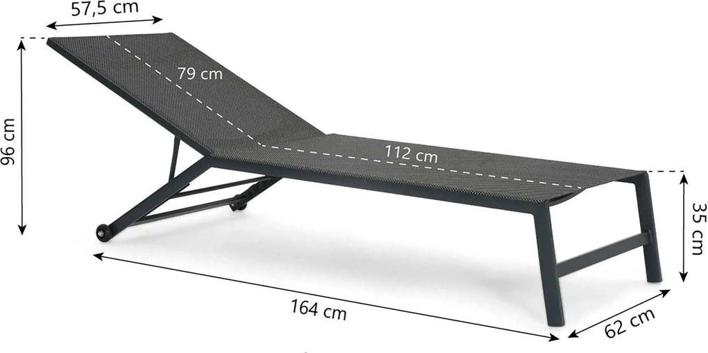 Lifestyle Garden Furniture Lento Ligbed Verstelbaar Textileen Grijs