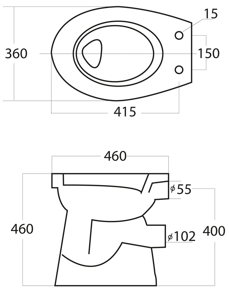 Mueller Staande verhoogde toiletpot +6 PK wit