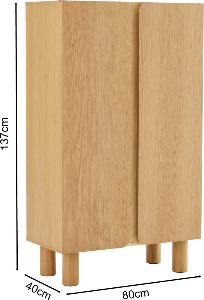 Eiken Wandkast Modern - 80x40x137cm.