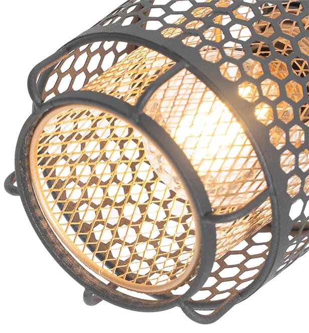 Design plafondlamp zwart met goud 4-lichts langwerpig - Noud Design E14 Binnenverlichting Lamp